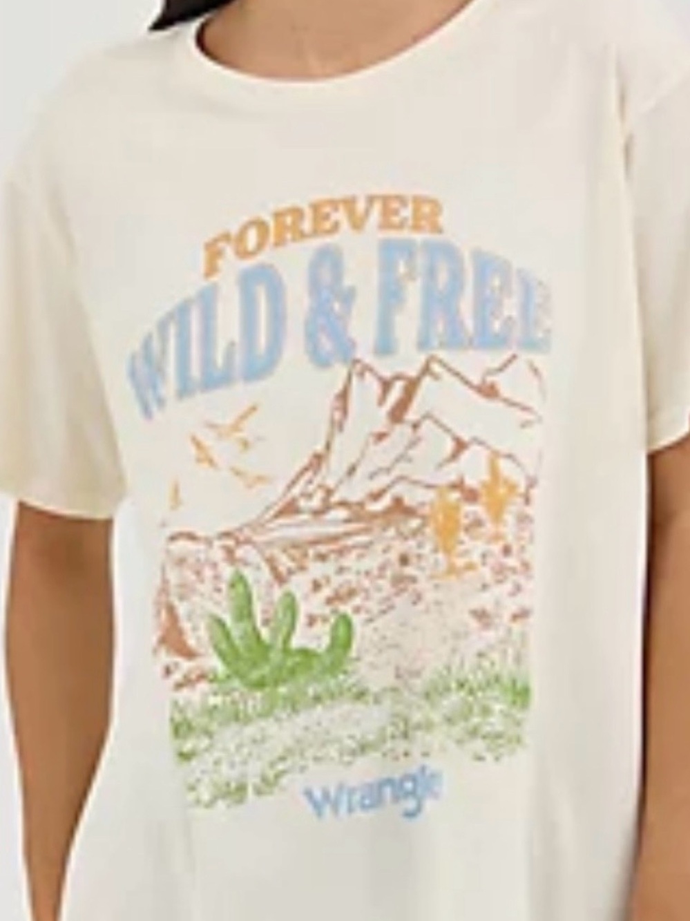 Woman Wrangler Retro Forever Wild & Free' Graphic Tee - Cream 3xl NWT